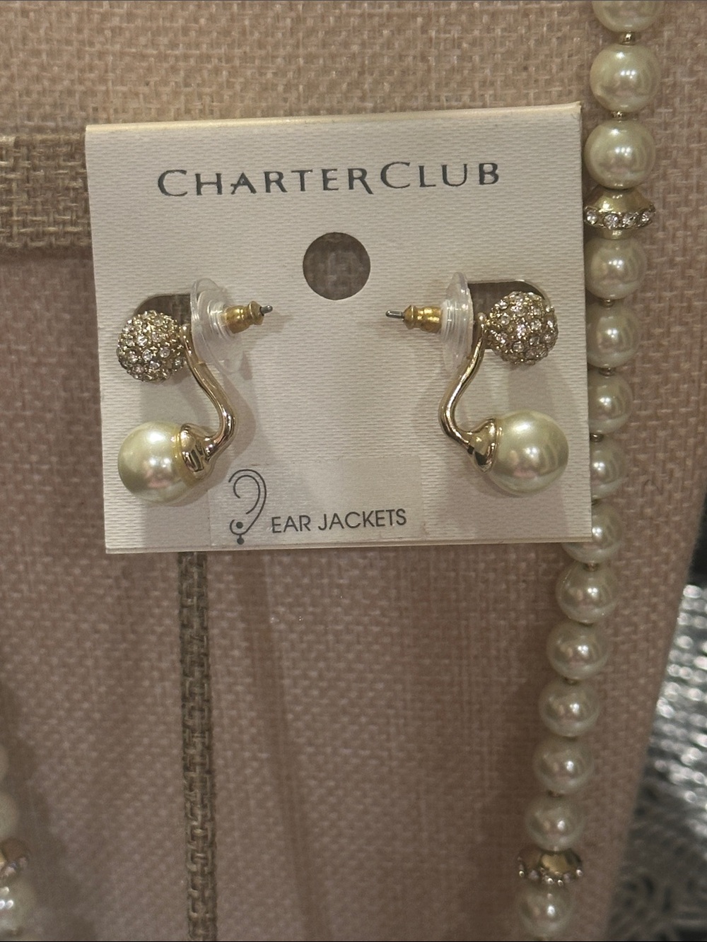 Charter Club White Pearl Necklace with Gold Tassel Pendant - Picture 7 of 7